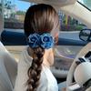 Denim Blue Women Vertical Clip Camellia Floral Twisted Hair Clip Flower Banana Clips  Daily