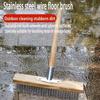 Stainless Steel Wire Floor Brush for Multi-Surface Cleaning, Reusable Medium Firmness, 1.2m Two-Section Wooden Handle, Ideal for Kitchen, Living Room