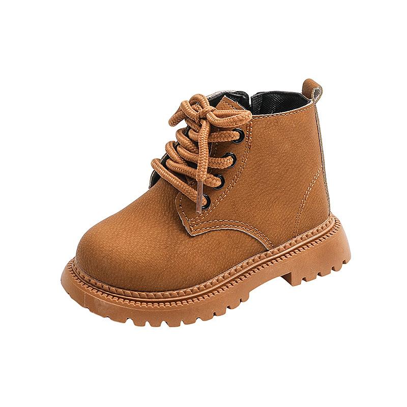 Children's Autumn Boots Solid Color Round-toe Kids Boots for Girl Fashion Thick Bottom Causal Boys Platform Ankle Boots Non-slip