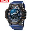 Men's Quartz Watches Sports Outdoor Waterproof Military Watch Date Multi Function Tactics LED Dual Time Display Week Auto Date Wristwatches