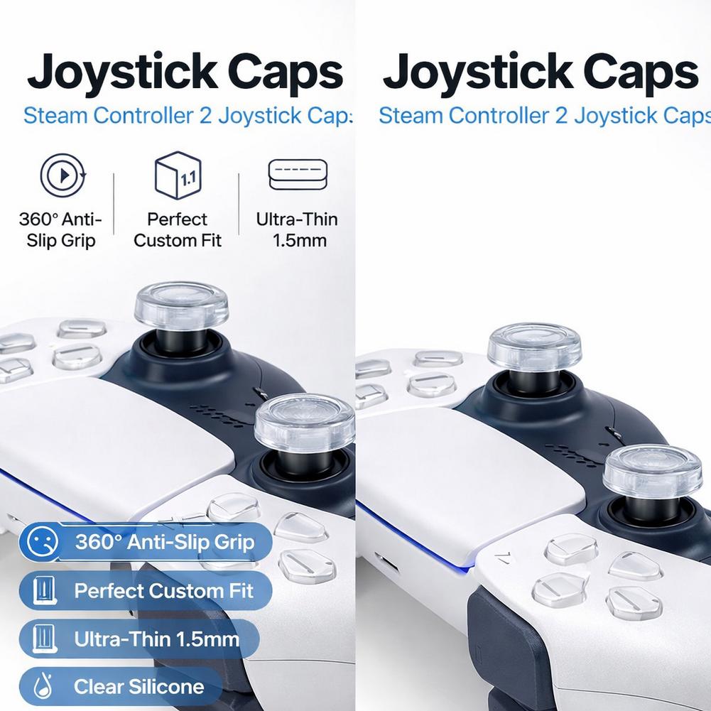 Heightened Silicone Joystick Caps for Steam Controller 2, Liquid Silicone Anti-slip Thumb Grips, Gaming Controller Accessories