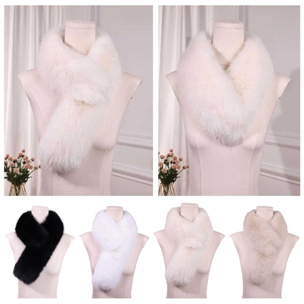 Soft Faux Fur Scarf Solid Color Plush Neck Scarf Gifts Women Winter Scarves for Girls