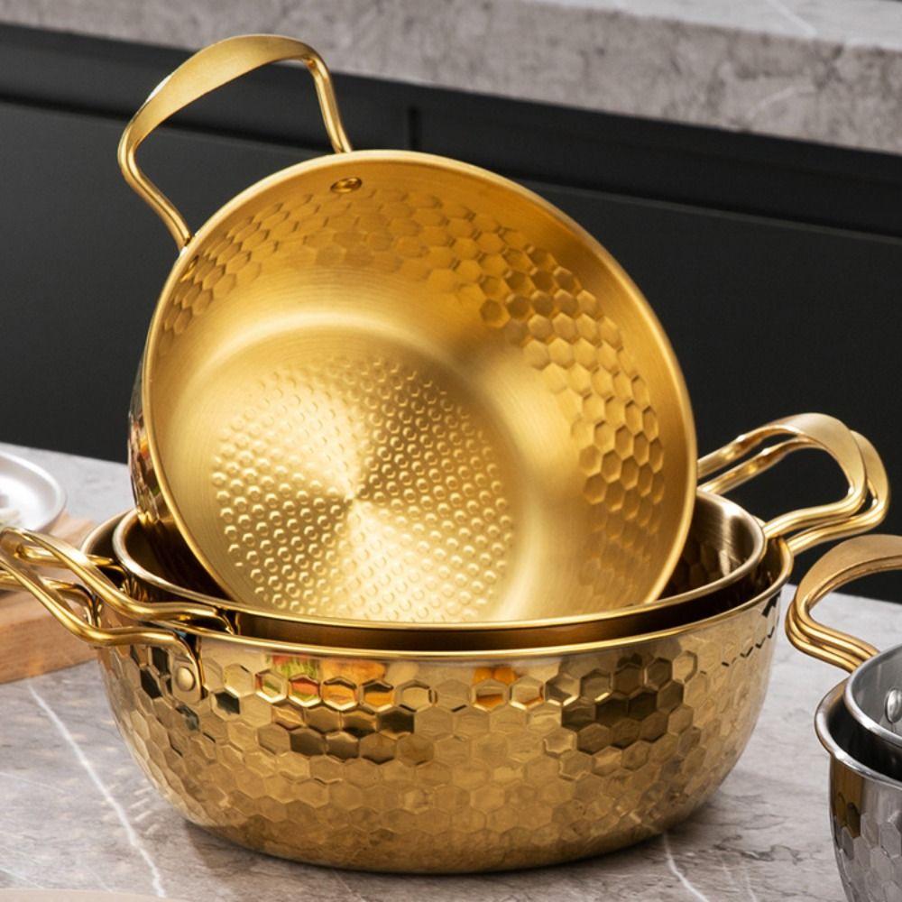 Кастрюля для супа из нержавеющей стали с двойной ручкой, кастрюля для молока, посуда, корейская кастрюля для рамэна, индукционная плита