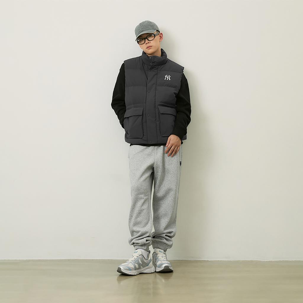 New MLB Basic Collection New York Mets 24FW Knitted Sports Pants Unisex Heather Gray 3APTB0646-09MGS