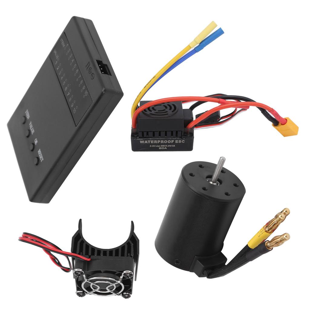 3650 3600KV Brushless Motor 60A ESC Programming Card Heat Sink Combo Set for 18 110 RC Car