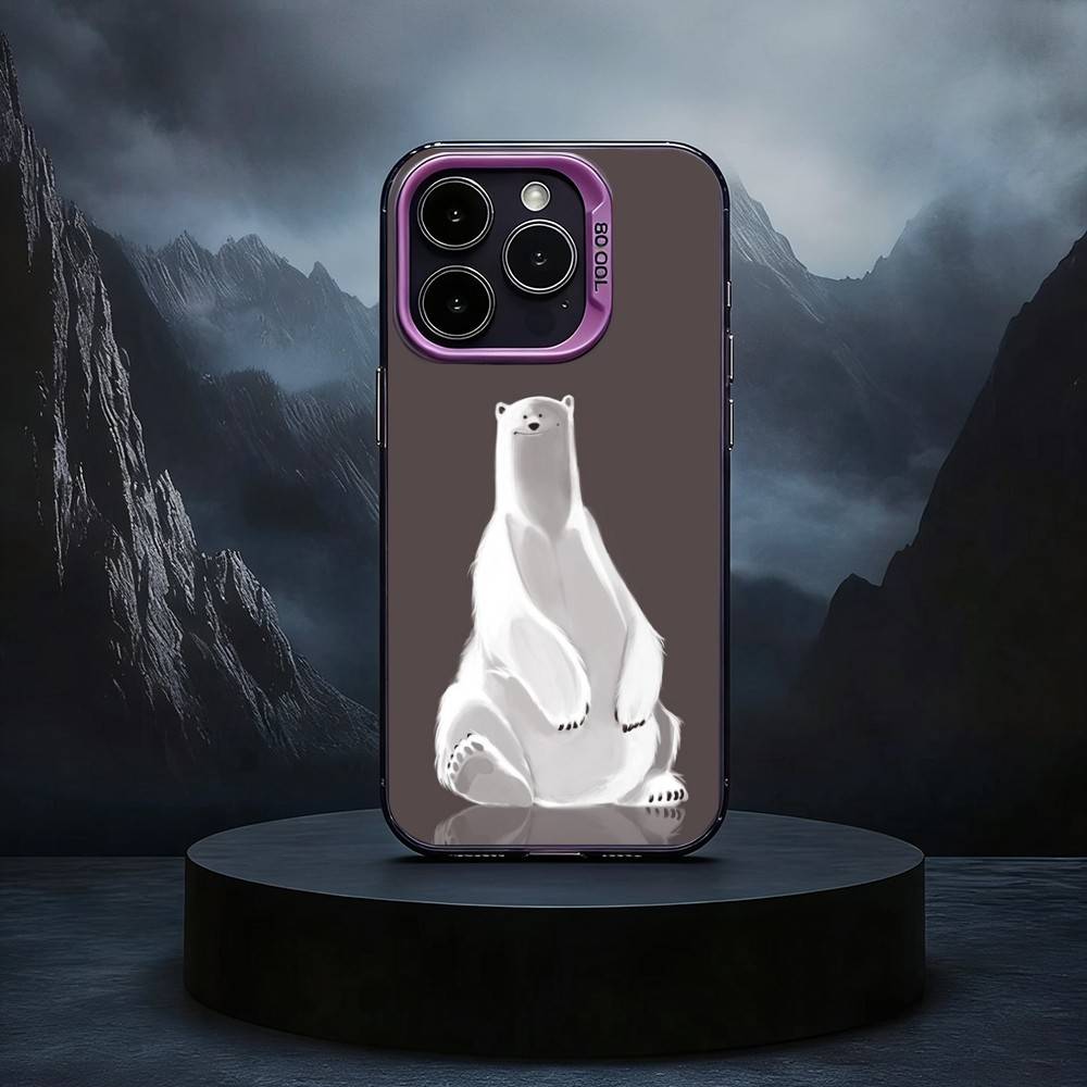 A-Animal P-Polar B-Bear Phone Case For iPhone17,16,15,14,13,12,11 Plus,Pro Max Black Candy silver phone case
