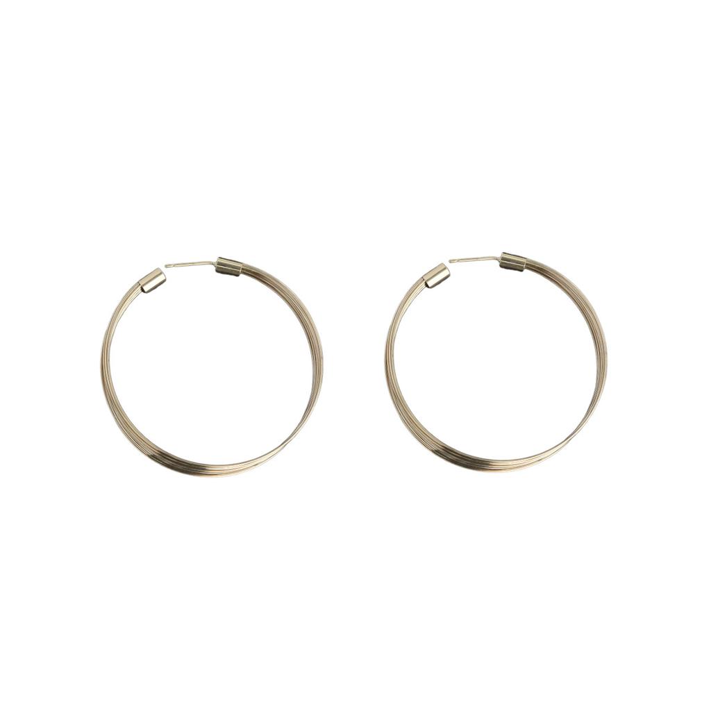 Hong Kong style 911 silver needle metal ring earrings 1011 new trendy Internet celebrity retro exaggerated personality fashion earrings