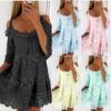 Women Fashion Lace Plus Size Loose Dress Summer Sleeveless Sling Party Beach Sexy Dress for Ladies