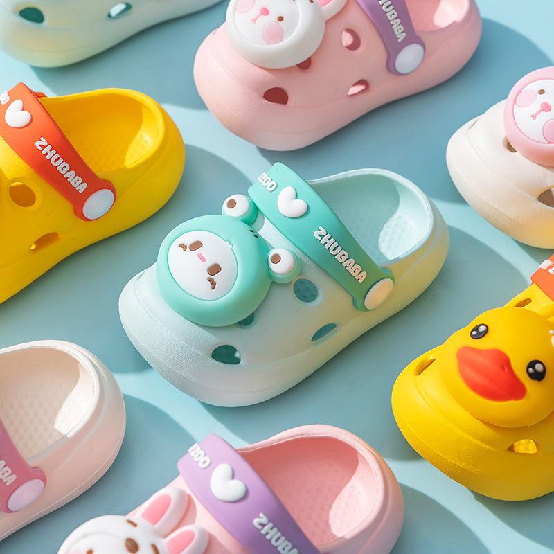 Обувь с рисунком аниме, кавайные сандалии и тапочки с розовым кроликом и уткой, милые домашние тапочки с мягкой подошвой, детская обувь с открытыми отверстиями, игрушка в подарок