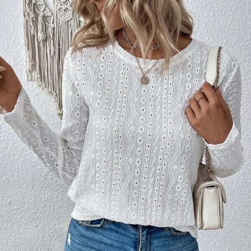 Summer Solid Color Hollow Casual Shirt T-shirts & Long-sleeve Tops