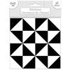 [R2189] - Set of 6 Black and White 'Cement Tiles' Stickers - 15x15 Cm