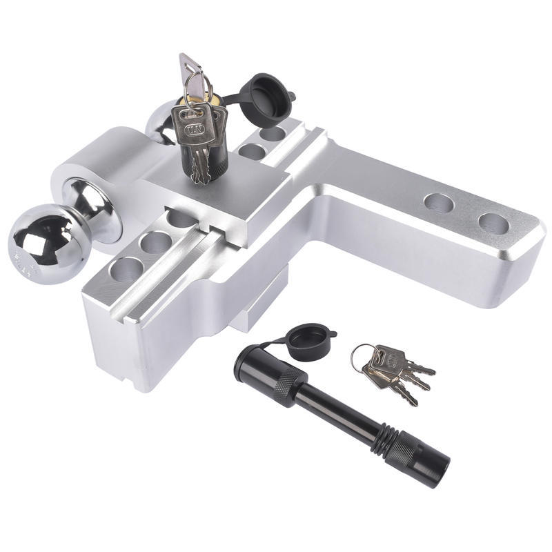 Trailer Hitch - Adjustable Trailer Hitch Fit 2" Inch Receiver, Aluminum Rapid Hitch 6" Drop/Rise (Silver)