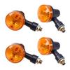 PIENSE Motorcycle Turn Signals Set of 4 for 1 Universal Street American Cafe Racer European Old Car (Black/Orange)