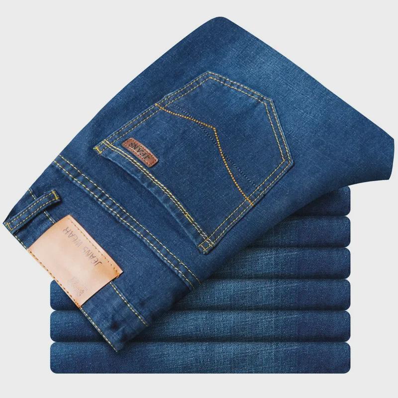 Мужские узкие эластичные джинсы: Удобные, доступные, всесезонные брюки, классические, маленького размера, прямого кроя