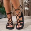 Ladies Shoes  High Quality Lace-up Women's Sandals Fashion Open Toe Casual Sandal Swomen New Plus Size Flat Sandals