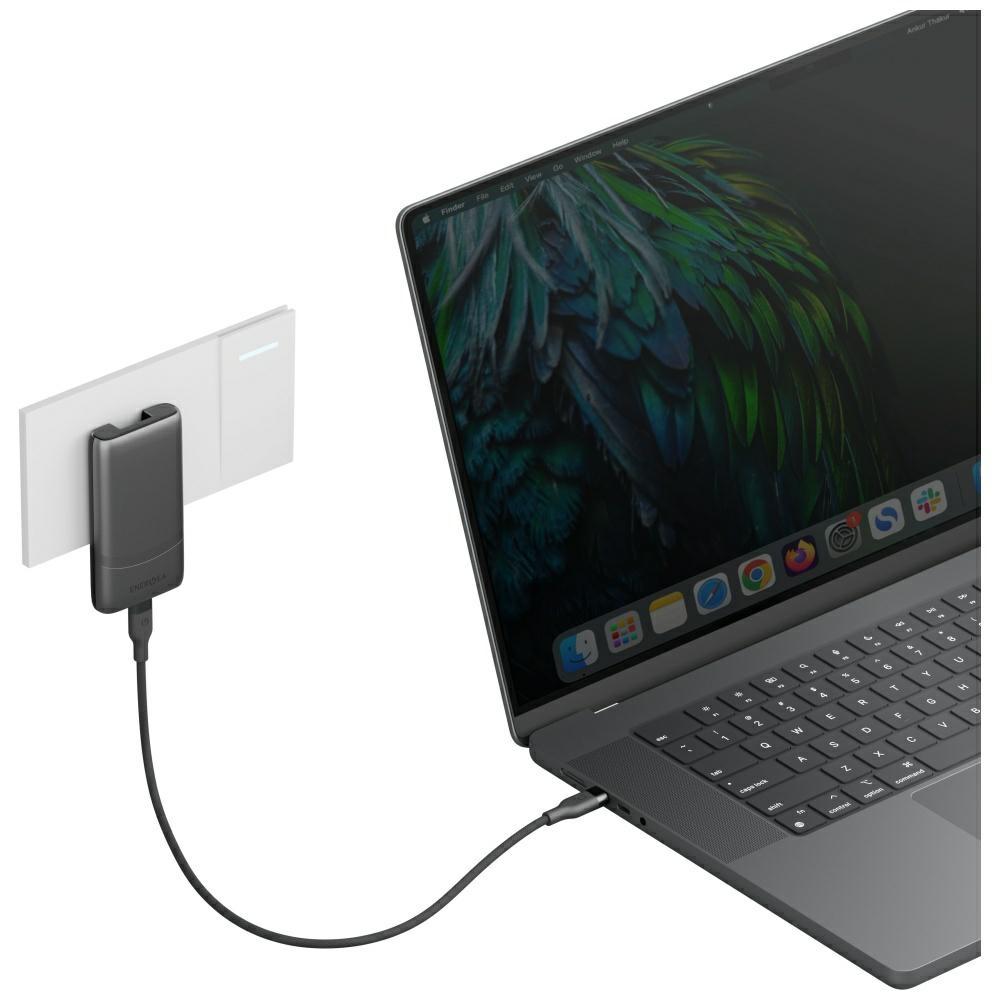 Energea TravelWorld Edge 65W 2xUSB-C PD/PPS/QC3.0 Wall Charger (US/UK/EU) Graphite