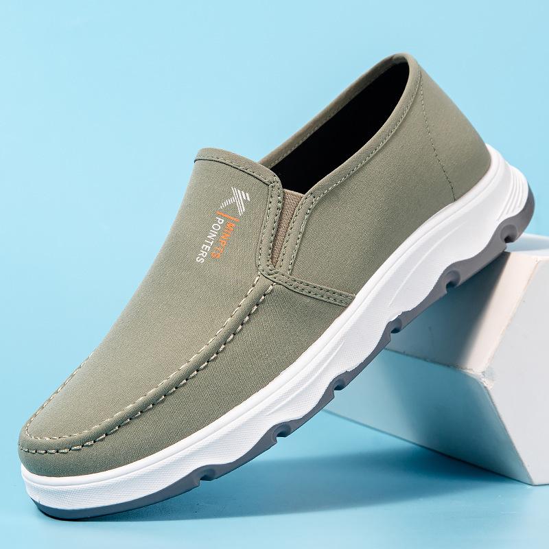 Повседневная тканевая обувь на одной педали, повседневная мужская обувь, новая осенняя обувь для среднего и пожилого возраста, удобная низкая посадка, круглый носок, одинарная