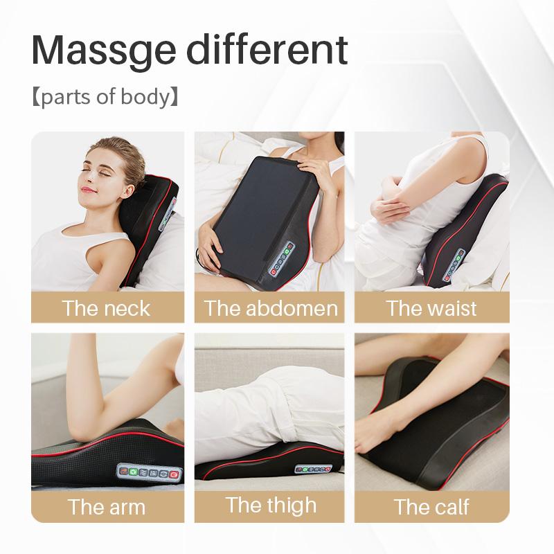 JINKAIRUI Neck Massager Car Home Cervical Shiatsu Massage Shoulder Back Waist Body Electric Massage Pillow Cushion Relieve Pain