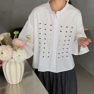 Рубашка с длинным рукавом, вышитая горошком с градиентом космоса