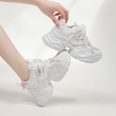 Летняя сетчатая дышащая и освежающая сетчатая толстая подошва, увеличивающая рост, спортивная женская обувь для отдыха на открытом воздухе, беговая спортивная обувь 7 см