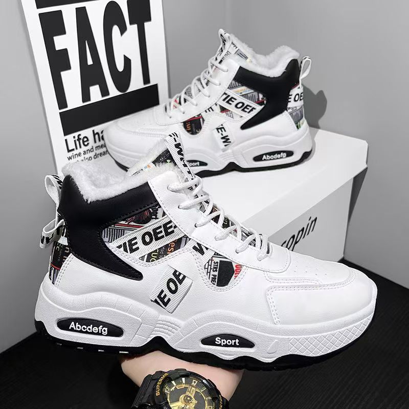 Мужская обувь, кроссовки 2024 года, зимняя теплая хлопковая обувь, мужская стильная обувь из бархата, дизайнерская обувь на платформе, спортивная обувь для активного отдыха с высоким верхом