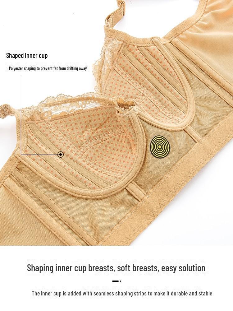 Регулируемый бюстгальтер пуш-ап с тонкими чашками для уменьшения размера и приподнятия большой груди, с поддержкой стальными кольцами.