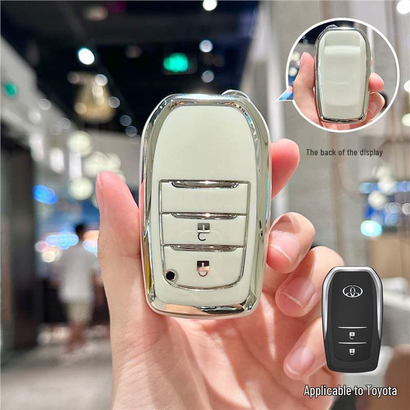 Silver Edge Key Case for Toyota Models: Corolla, RAV4, Camry, Vios, Highlander