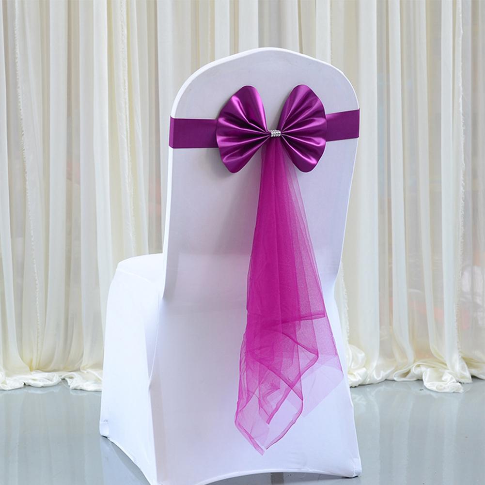 10Pcs Organza Chair Sashes Knot Bands Chair Bows For For Wedding Party Banquet Event Country Wedding Chair Decoration