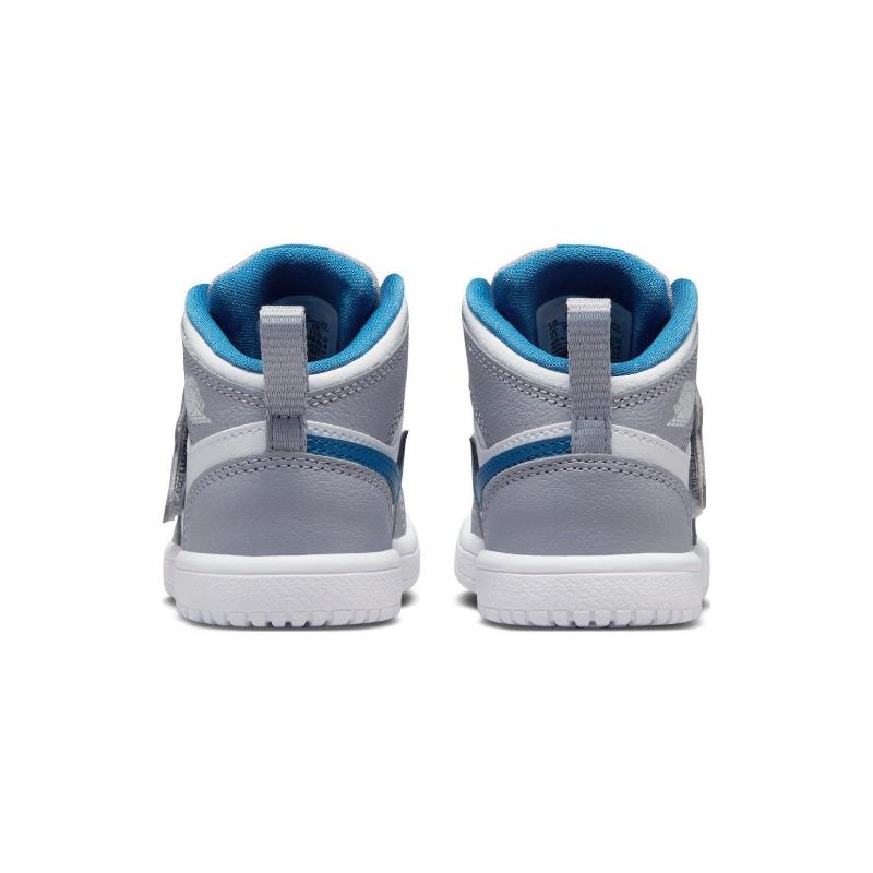 Air Jordan 1 mid-top toddler shoes grey/blue BQ7196-014