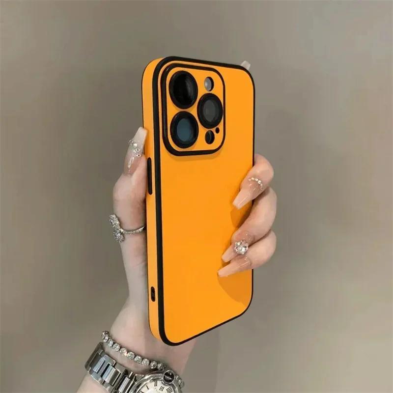 Роскошный кожаный цветной чехол для iPhone 17 Pro 16 15 14 Plus 13 12 11 Pro Max Мягкий силиконовый бампер Матовый ударопрочный простой чехол
