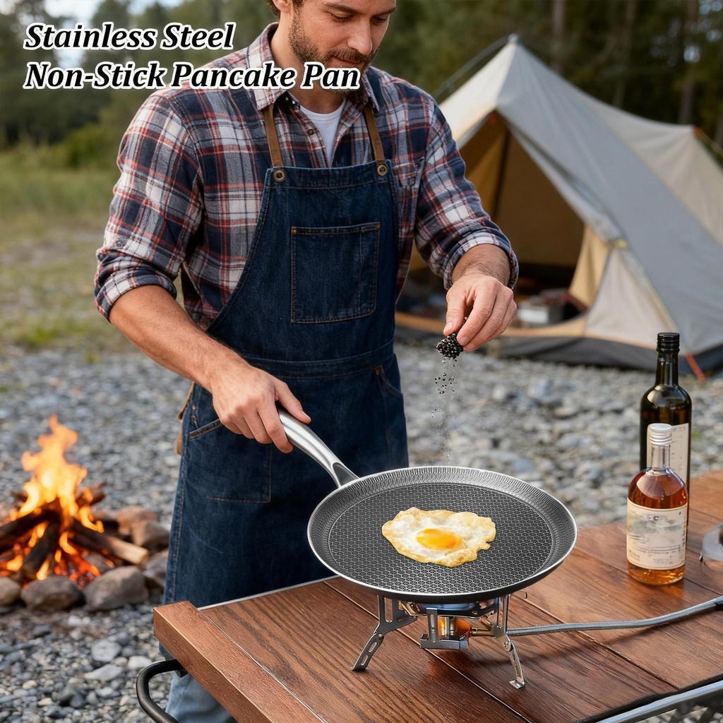 Антипригарная сковорода для блинов с сотовым покрытием, нержавеющая сталь, гриль, антипригарная плоская сковорода для жарки яиц, портативная плита для барбекю