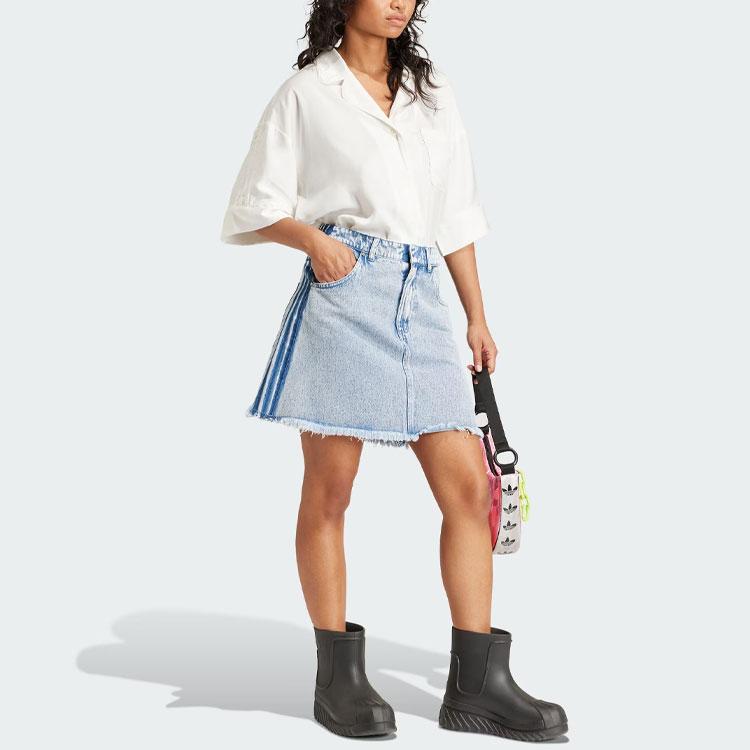 adidas Originals x KSENIASCHNAIDER Женская джинсовая юбка с бахромой Светлый деним IU2509