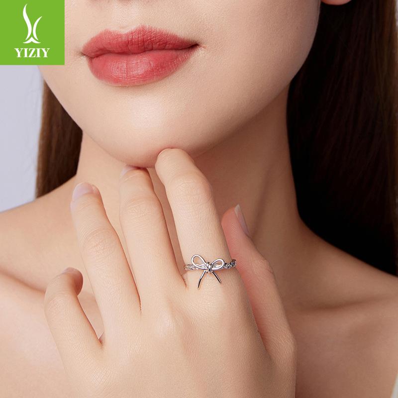 Woven Bow Open Ring Women'S, Pop Jewelry S925 Sterling Silver Ring