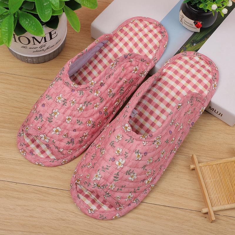 Модные женские домашние тапочки, весенне-осенние мягкие хлопковые тапочки, женские ретро-тапочки для дома и спальни с цветочным принтом, смешанный заказ