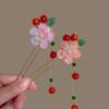 Chinese Style Flower Hair Stick Handmade Hanfu Hair Bun Elegant Butterfly Hairpin  for Hanfu Party