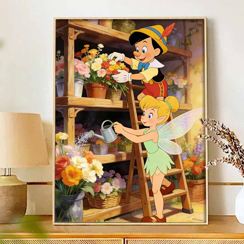 Disney Pinocchio and Tinker Bell Diamond Paint Painting Art Kit Handmade DIY5D Home Decor Gift