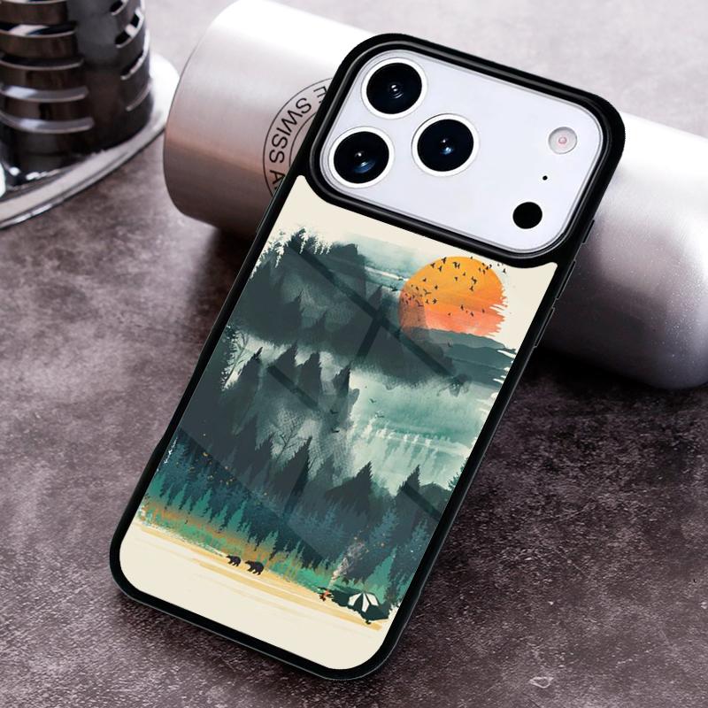 Чехол для телефона 'Природа Кемпинг Искусство' для iPhone 17 16 15 Pro Max Air 14 13 12 11 Plus Ударопрочный Capa Чехол