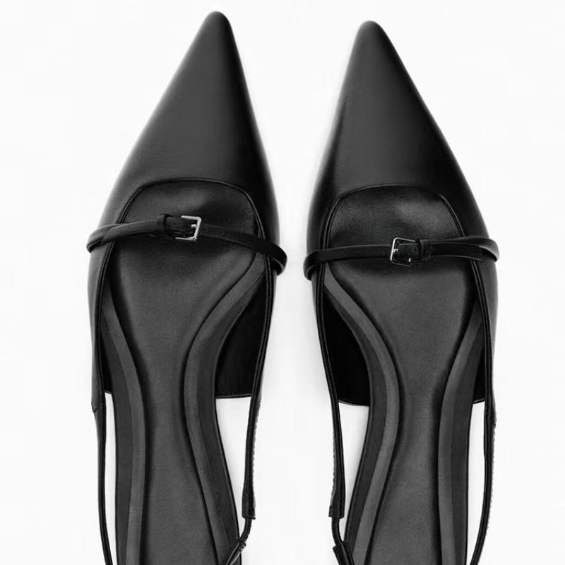 Модные женские босоножки на плоской подошве с открытой пяткой Летние остроносые женские модные туфли на низком каблуке