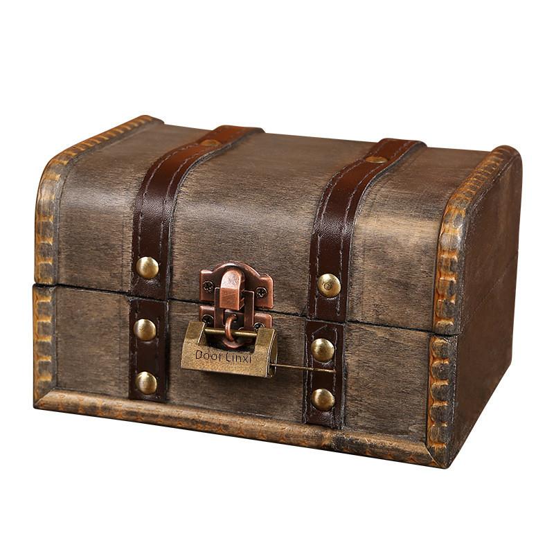 Storage Wooden Jewelry Box With Lid For Necklace Earring Organizer Decoration