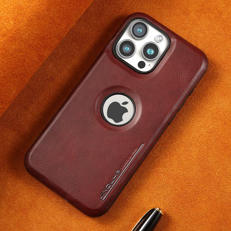 Подходящий для чехла для телефона Apple 15promax с открытым логотипом, Полная защита для iPhone14, Магнитное притяжение 13, Кожаный чехол для деловых мужчин 12