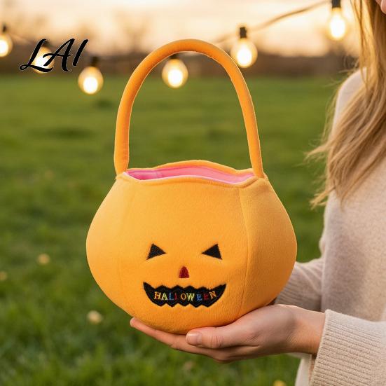 Halloween Party Favor Bags Pumpkin Candy for Kids Reusable Trick or Treat Holiday Gift Containers Bucket Cute Handbag with Handle Favors Baskets