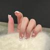 10PCS Nude False Nails with White French Tip Design Natural Look Artificial with Flower Decor for Women Salon Party Wedding