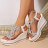 Fashion Shiny Crystal Wedge Heel Sandals for Women Fashion Clear PVC Platform Sandals Woman Thick Sole Rhinestone Butterfly Party Shoes