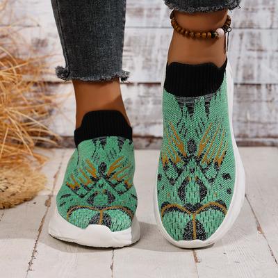 Модные женские кроссовки Дышащая повседневная обувь Модные удобные слипоны Женские спортивные повседневные вязаные сетчатые туфли для женщин