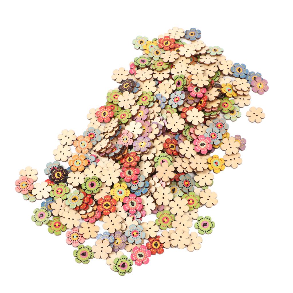 Flower Buttons Retro Rich   Vivid Colors   Wood Wide Application Craft Buttons for Clothing Bag