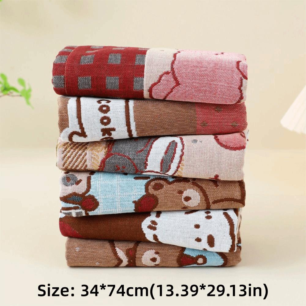 34x74cm Large Hand Towel 4 Layer Cotton Gauze Kitchen Towel Cute Face Towels Home Restaurant