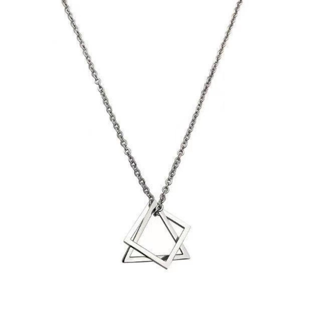 Осенне-зимняя цепочка для свитера, вечеринка в ночном клубе, мужское ожерелье в стиле панк, геометрическое квадратное треугольное ожерелье, пара мужских и женских изделий из титановой стали
