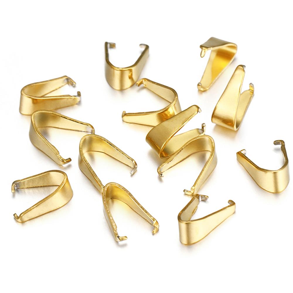 50pcs Stainless Steel Pendant Clip Connector Pinch Bail Clasp DIY Jewelry Making Gold Color Clasps Findings Accessories Bulk