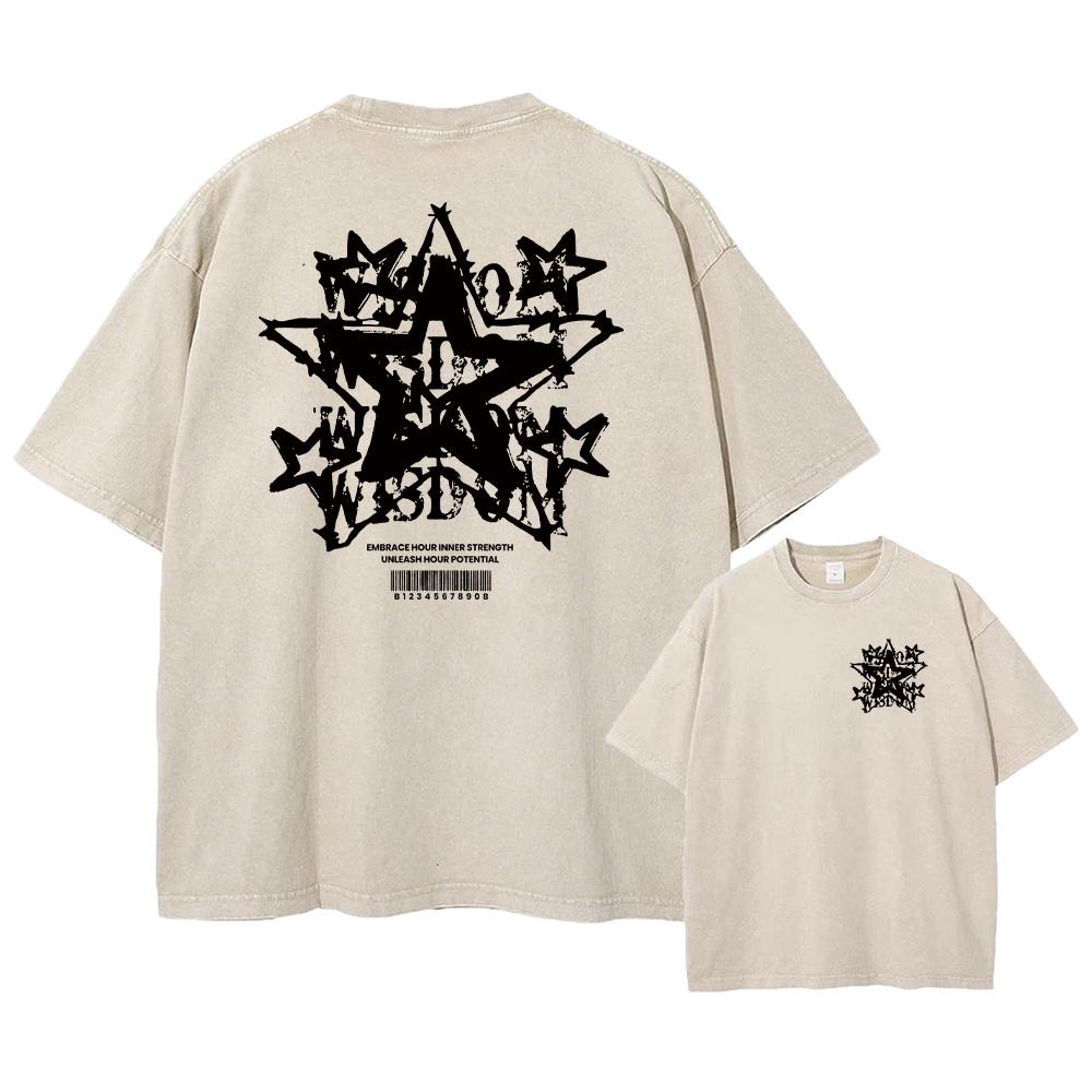 Мужская стираная футболка с винтажным принтом в стиле ретро-панк, повседневная футболка Harajuku из хлопка с коротким рукавом, с эффектом кислотной стирки, верхняя часть