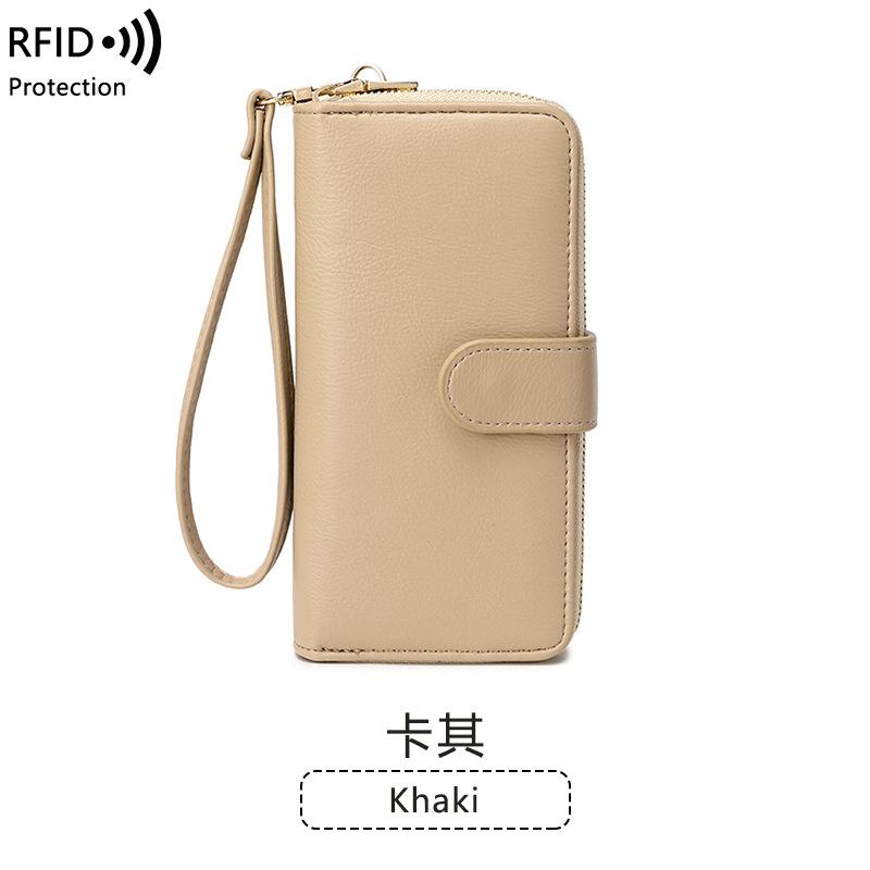 Новый женский кошелек с защитой от кражи, кошелек из мягкой кожи с несколькими отделениями на молнии, многофункциональный кошелек для мобильного телефона